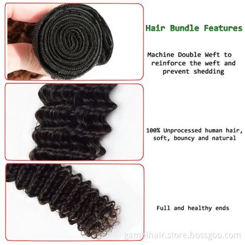 GMWIG Top Quality Brazilian Natural Color Deep Wave Wholesale Brazilian 100% Human Hair Weave Bundles For Black Women